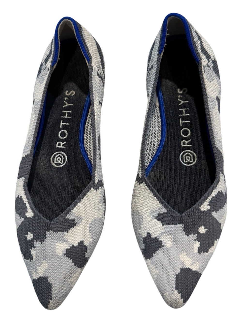Rothy’s The Point Flats in Retired Ash Grey Camo Print. Size 7 in EUC